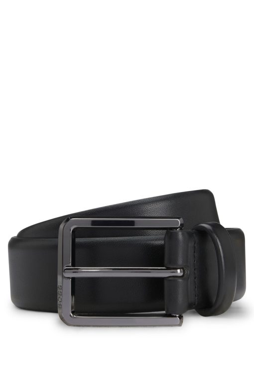 Hugo Boss Belts-Italian-leather belt with polished gunmetal buckle-hugo