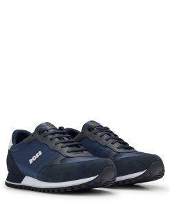 Hugo Boss Sneakers-Mixed-material trainers with faux-leather trims-boss outlet