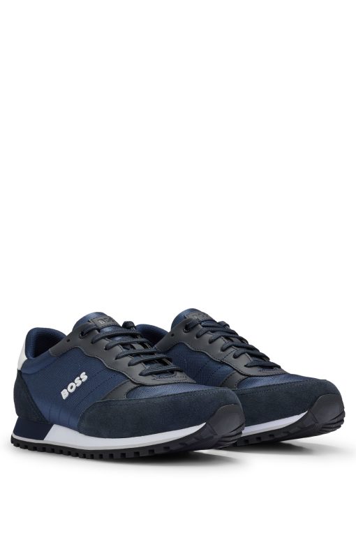 Hugo Boss Sneakers-Mixed-material trainers with faux-leather trims-boss outlet