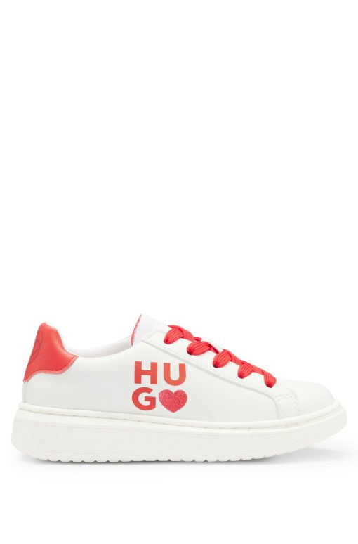 Hugo Boss-Kids' faux-leather trainers with glittery branding-hugo boss outlet