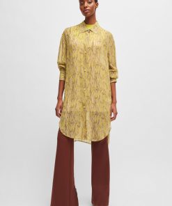 Hugo Boss Blouses-Relaxed-fit long-length blouse in printed canvas-hugoboss