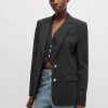 Hugo Boss Tailored Jackets-Slim-fit cropped waistcoat with sparkle pinstripe-boss store 3