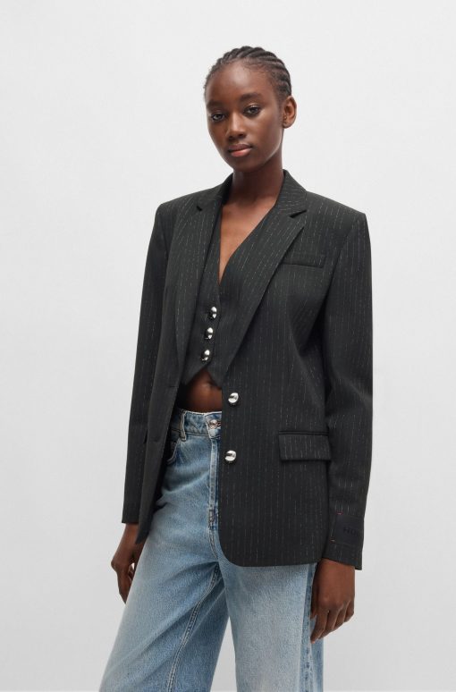 Hugo Boss Tailored Jackets-Relaxed-fit jacket with all-over sparkle pinstripe-boss store