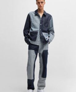 Hugo Boss Pants-Loose-fit jeans in mixed denims-hugo boss store near me 2