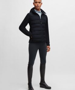 Hugo Boss-Equestrian hybrid puffer jacket with logo patch-boss outlet 2