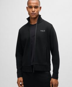 Hugo Boss Tracksuits-Sweatshirt with jacquard collar and cuffs-boss near me