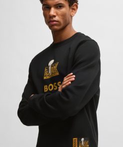 Hugo Boss Tracksuits-BOSS x NFL stretch sweatshirt with gold-tone artwork-boss store near me 2