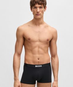 Hugo Boss Underwear-Three-pack of stretch-cotton trunks with logo waistbands-boss outlet 2