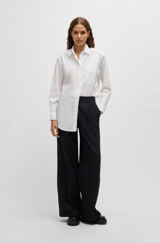 Hugo Boss Blouses-Regular-fit blouse in cotton poplin-hugoboss - Image 2