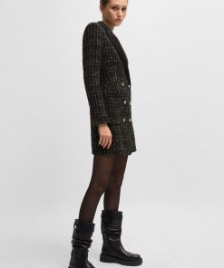 Hugo Boss Dresses-Tuxedo-style dress in sparkling tweed-hugoboss 2