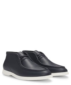 Hugo Boss Boots-Desert boots in tumbled leather with apron toe-boss hugo