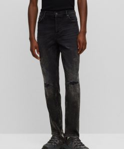 Hugo Boss Pants-Tapered-fit jeans in black comfort-stretch denim-boss hugo