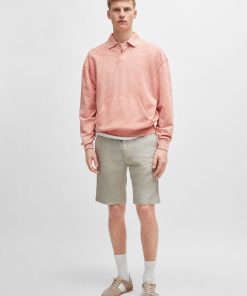 Hugo Boss-Tapered-fit shorts in a linen blend-boss outlet 2