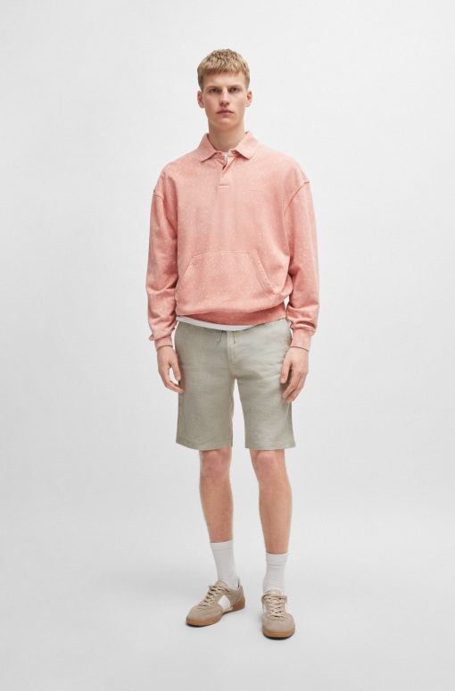 Hugo Boss-Tapered-fit shorts in a linen blend-boss outlet - Image 2