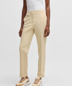 Hugo Boss Pants-Crease-front chinos in stretch satin-boss store near me