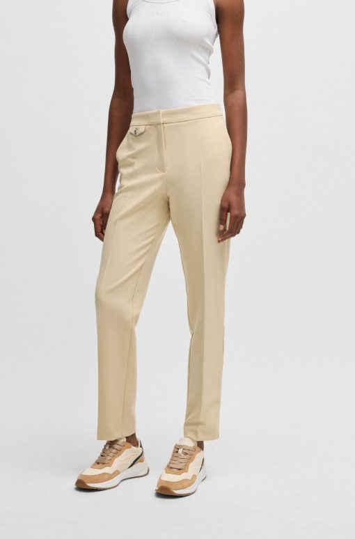 Hugo Boss Pants-Crease-front chinos in stretch satin-boss store near me