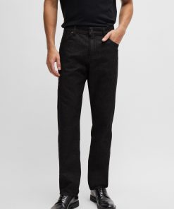 Hugo Boss Pants-Maine Regular-fit jeans in black stretch denim-boss store