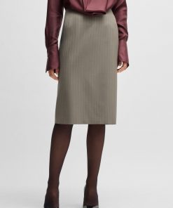 Hugo Boss Skirts-Pinstripe pencil skirt in high-twist wool-hugo boss outlet