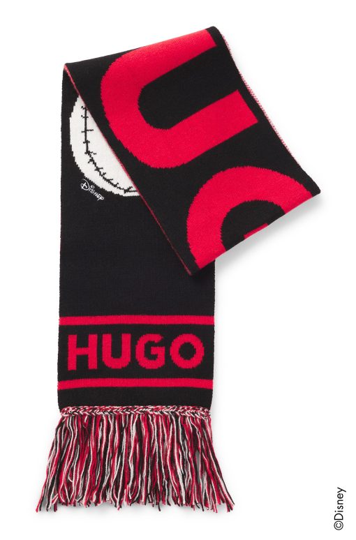 Hugo Boss Scarves-HUGO x Disney's The Nightmare Before Christmas logo scarf-boss near me