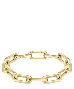 Hugo Boss Jewelry-Gold-tone bracelet with branded link-boss near me