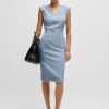 Hugo Boss Dresses-Tailored V-neck dress with flap pockets in relaxed fit-hugo 4