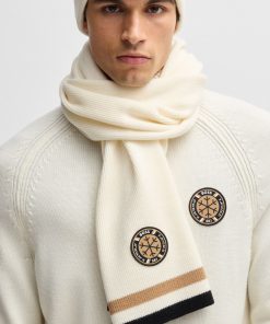 Hugo Boss Scarves-BOSS Ski virgin-wool scarf with logo badge-hugo boss store near me 2