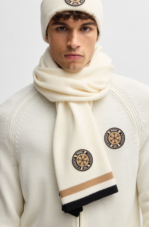 Hugo Boss Scarves-BOSS Ski virgin-wool scarf with logo badge-hugo boss store near me - Image 2