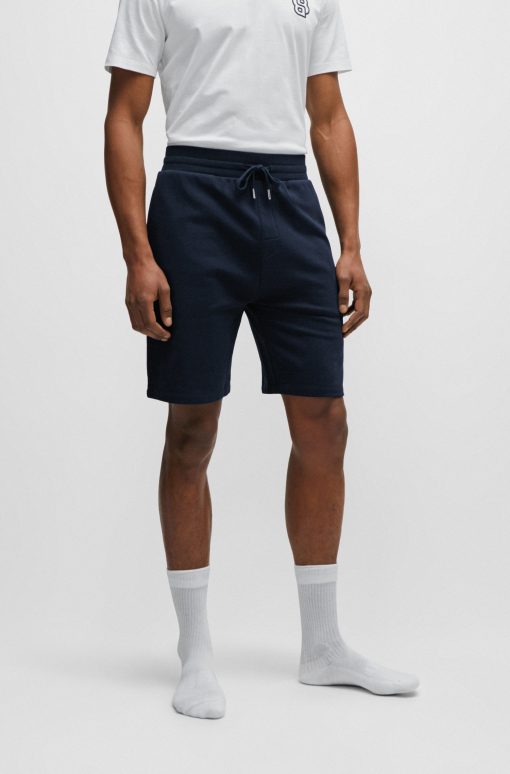 Hugo Boss Sweatshirts and Jogging Pants-Cotton-terry shorts with double monogram and drawstring-hugo boss sale