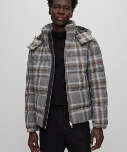 Hugo Boss Jackets and Coats-Down jacket with checked pattern-hugo boss store