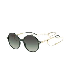 Hugo Boss Eyewear-Round-frame sunglasses in green acetate with branded chain-hugo boss sale