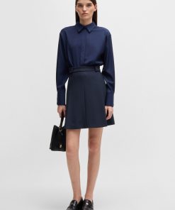 Hugo Boss Skirts-Pleat-front skirt with buttoned waist-boss store near me 2