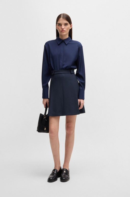 Hugo Boss Skirts-Pleat-front skirt with buttoned waist-boss store near me - Image 2