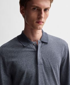 Hugo Boss Polo Shirts-Long-sleeved knit polo in mouliné cotton and silk-hugo by hugo boss 2