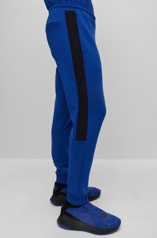 Hugo Boss Sweatshirts and Jogging Pants-Cotton-blend tracksuit bottoms with side-stripe tape-hugo boss outlet - Image 2