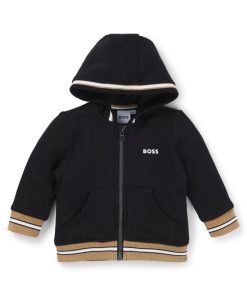 Hugo Boss-Kids’ zip-up hoodie with logo print-hugo boss near me