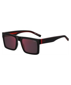 Hugo Boss Eyewear-Black sunglasses with signature red accents-hugo boss near me