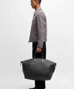 Hugo Boss Bags-Grained-leather holdall with detachable metal padlock-hugo boss sale 2