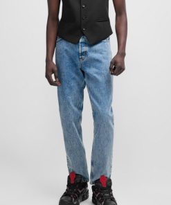 Hugo Boss Pants-Tapered-fit jeans in blue rigid denim-hugo boss outlet