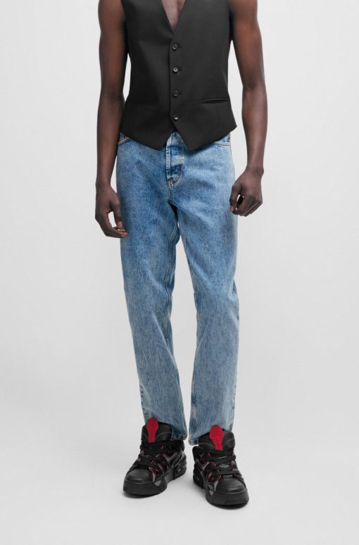 Hugo Boss Pants-Tapered-fit jeans in blue rigid denim-hugo boss outlet