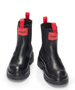 Hugo Boss-Kids’ Chelsea boots in leather with red logo badge-boss near me 2