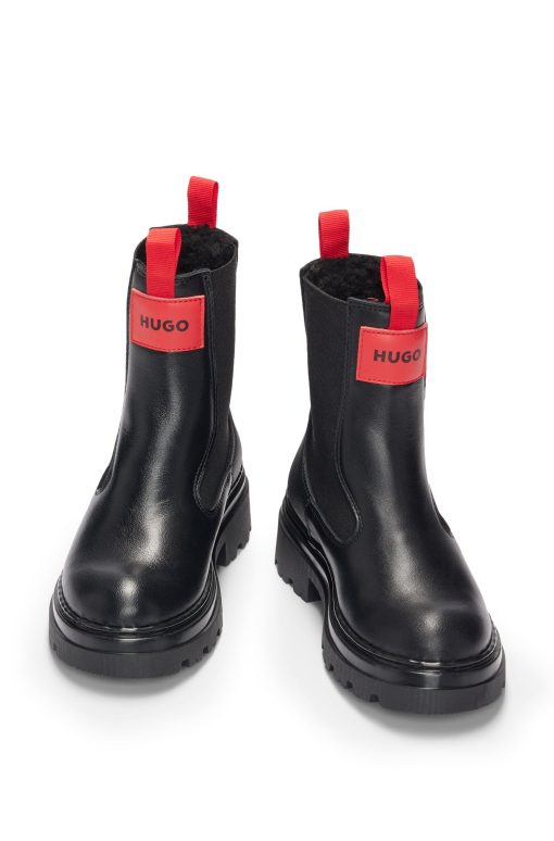 Hugo Boss-Kids' Chelsea boots in leather with red logo badge-boss near me - Image 2