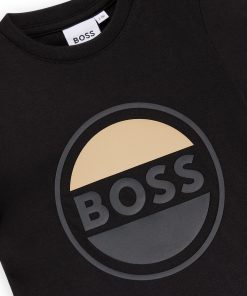 Hugo Boss-Kids’ long-sleeved T-shirt in cotton with logo artwork-boss store 2