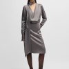 Hugo Boss Dresses-V-front dress in pinstripe virgin wool-hugo boss outlet 4