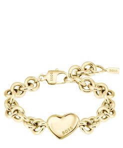 Hugo Boss Jewelry-Gold-tone chain bracelet with heart charm-hugo boss store