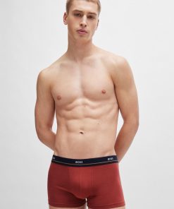 Hugo Boss Underwear-Five-pack of stretch-cotton trunks with logo waistbands-hugo boss store near me 2