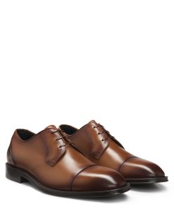 Hugo Boss Business Shoes-Cap-toe Derby shoes in leather-boss near me