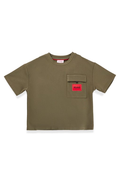 Hugo Boss-Kids' T-shirt in stretch jersey with red logo label-hugo boss outlet