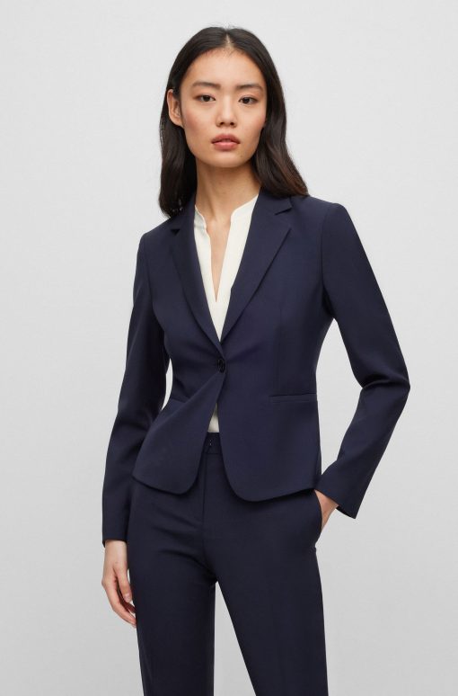 Hugo Boss Tailored Jackets-Regular-fit button-up jacket in virgin wool-boss store near me