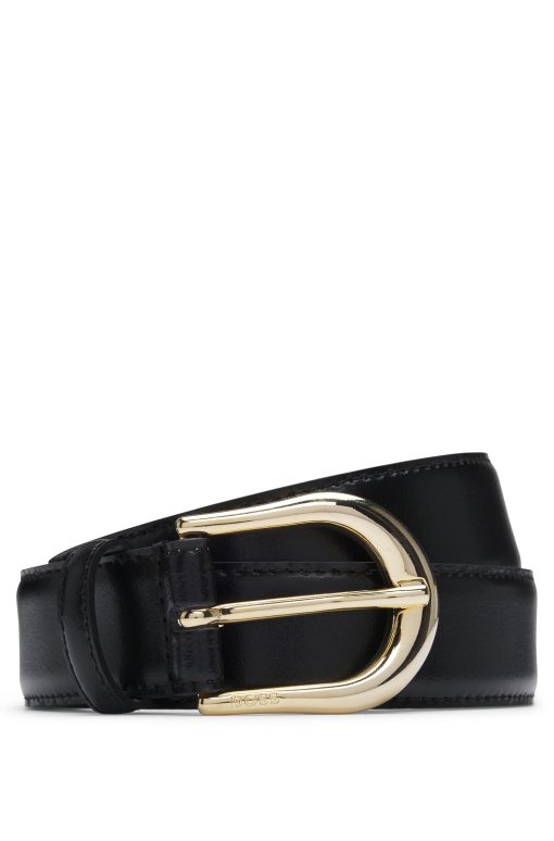 Hugo Boss Belts-Italian-leather belt with logo buckle-hugo boss outlet