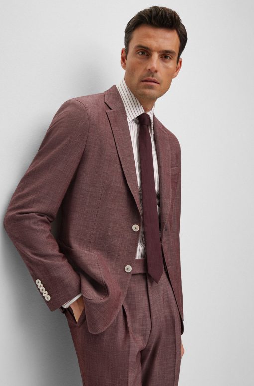 Hugo Boss Suits-Slim-fit suit in a patterned wool blend-hugo boss sale - Image 2